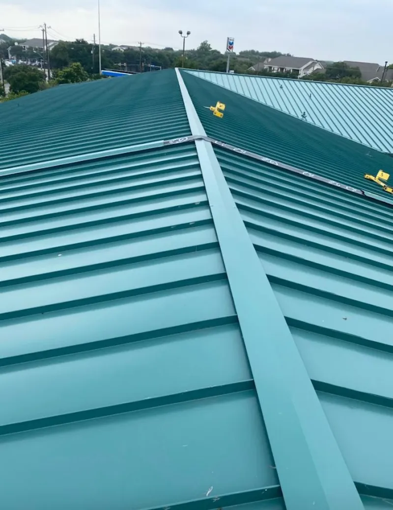 Green commercial metal roof ridge and valley for Metal Roof Repair in Scottsburg